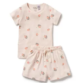 Wilson & Frenchy Organic Pointelle Short Sleeved Pyjamas - Peaches