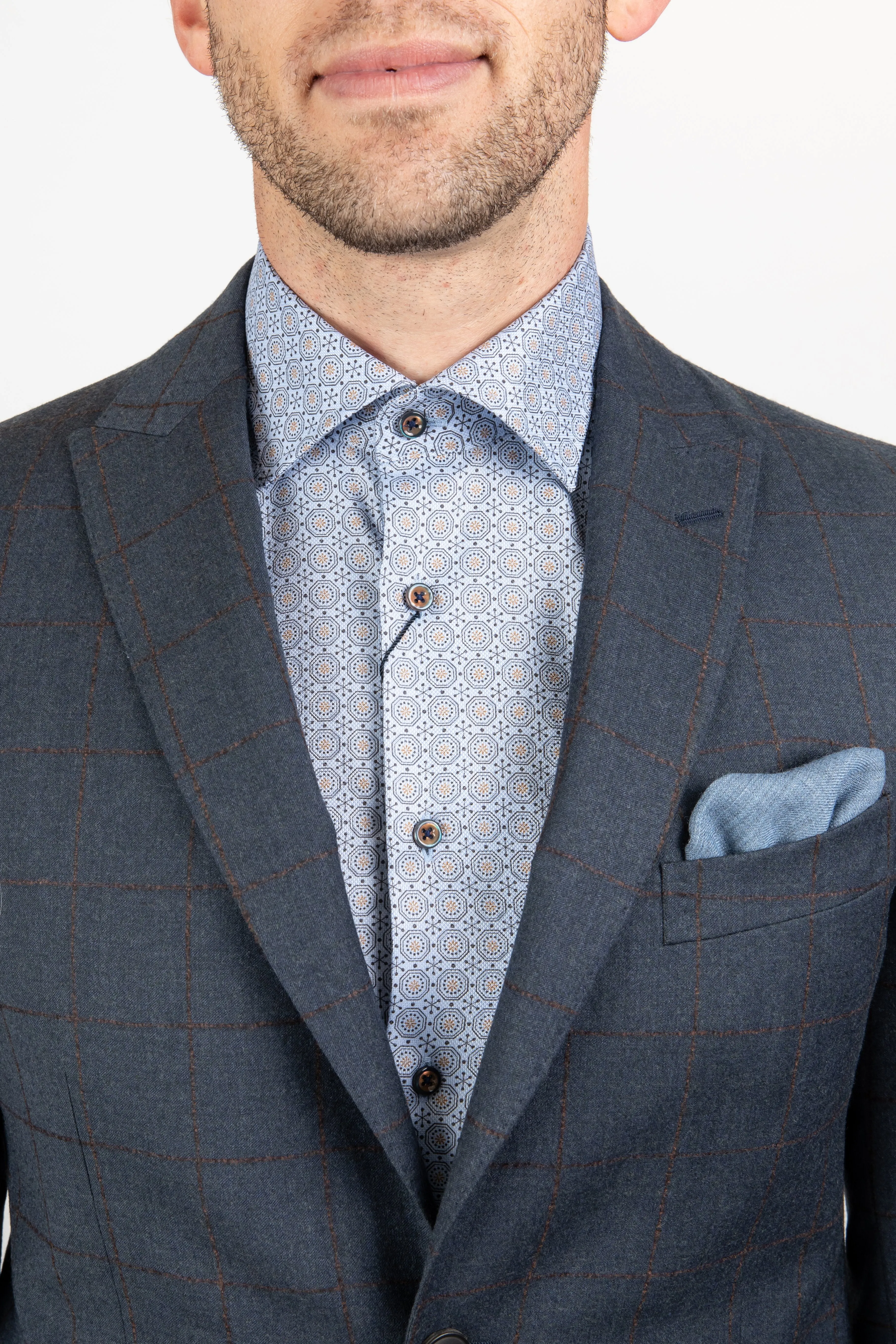 Windowpane Check Peak Lapel Suit