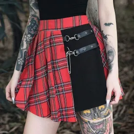Women's Contrast Color High-waisted Plaid Skirts