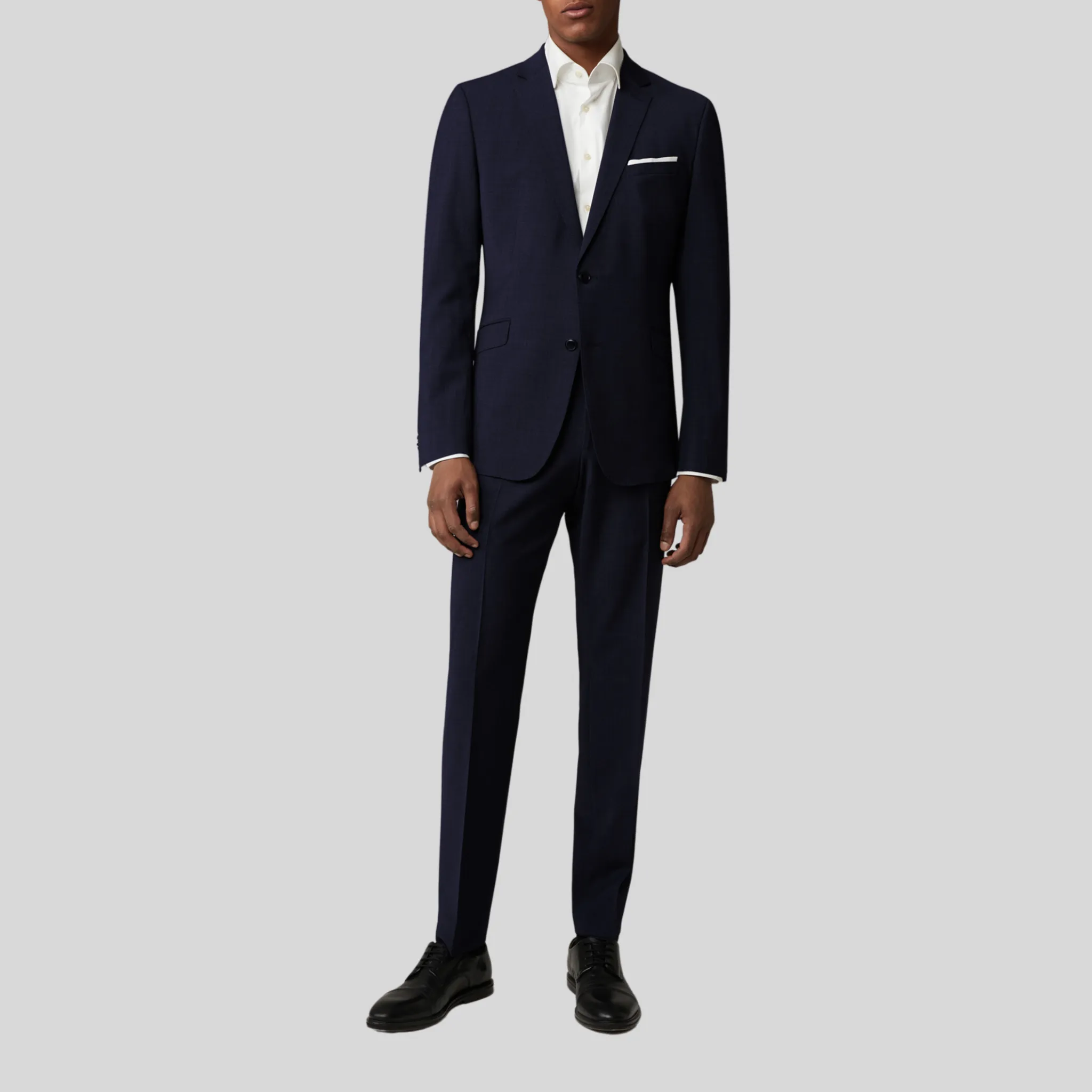 Wool Stretch Blend Blazer - Navy