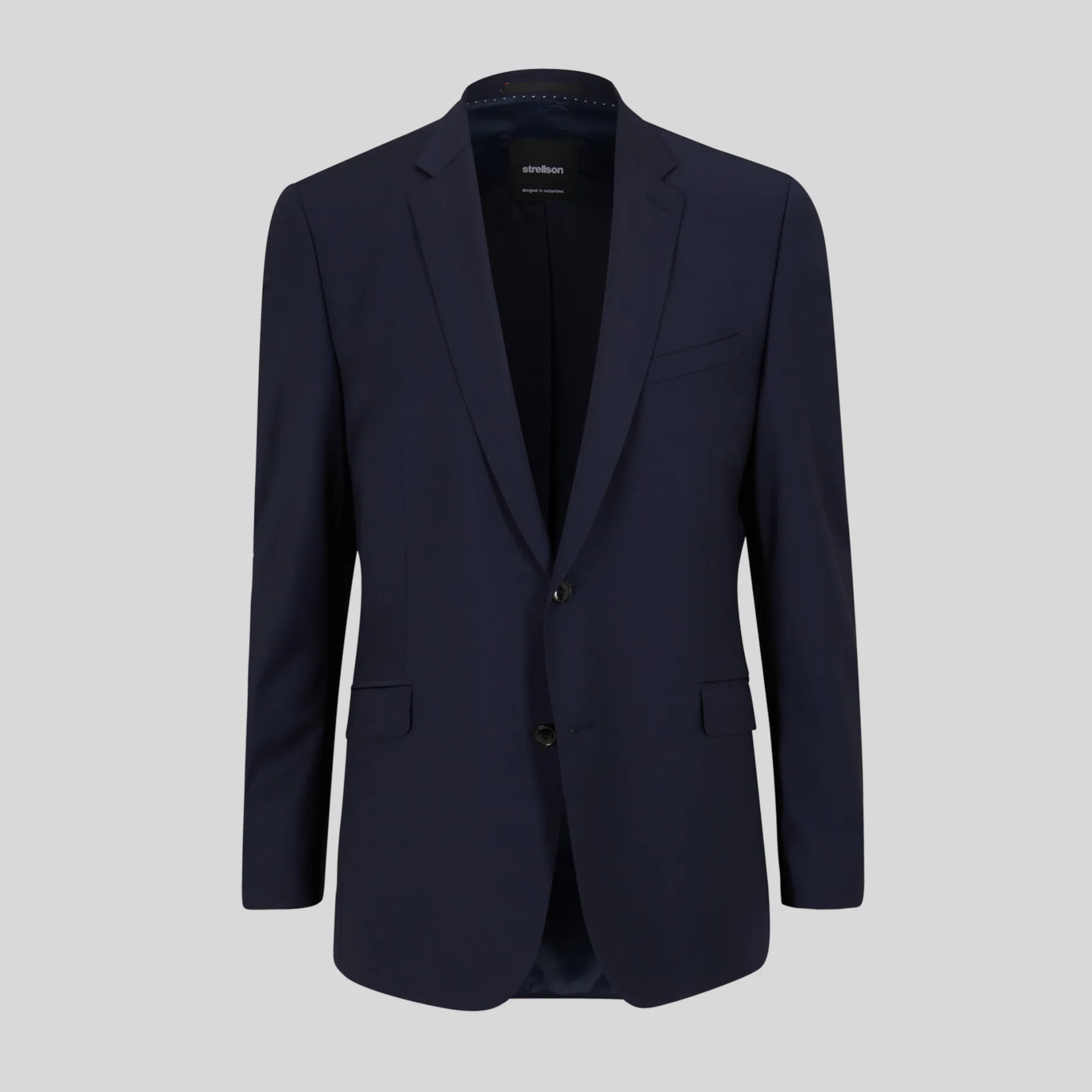 Wool Stretch Blend Blazer - Navy