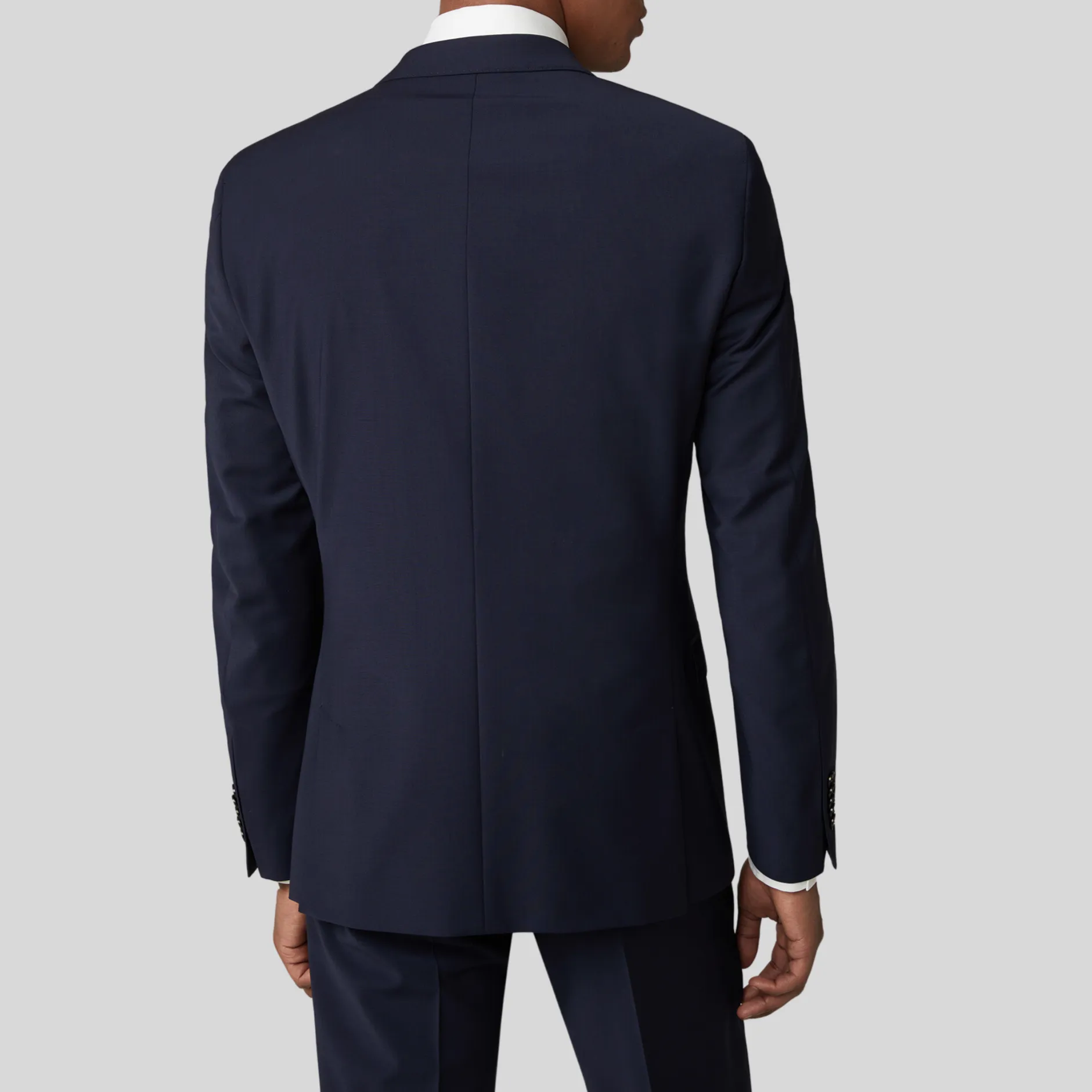 Wool Stretch Blend Blazer - Navy