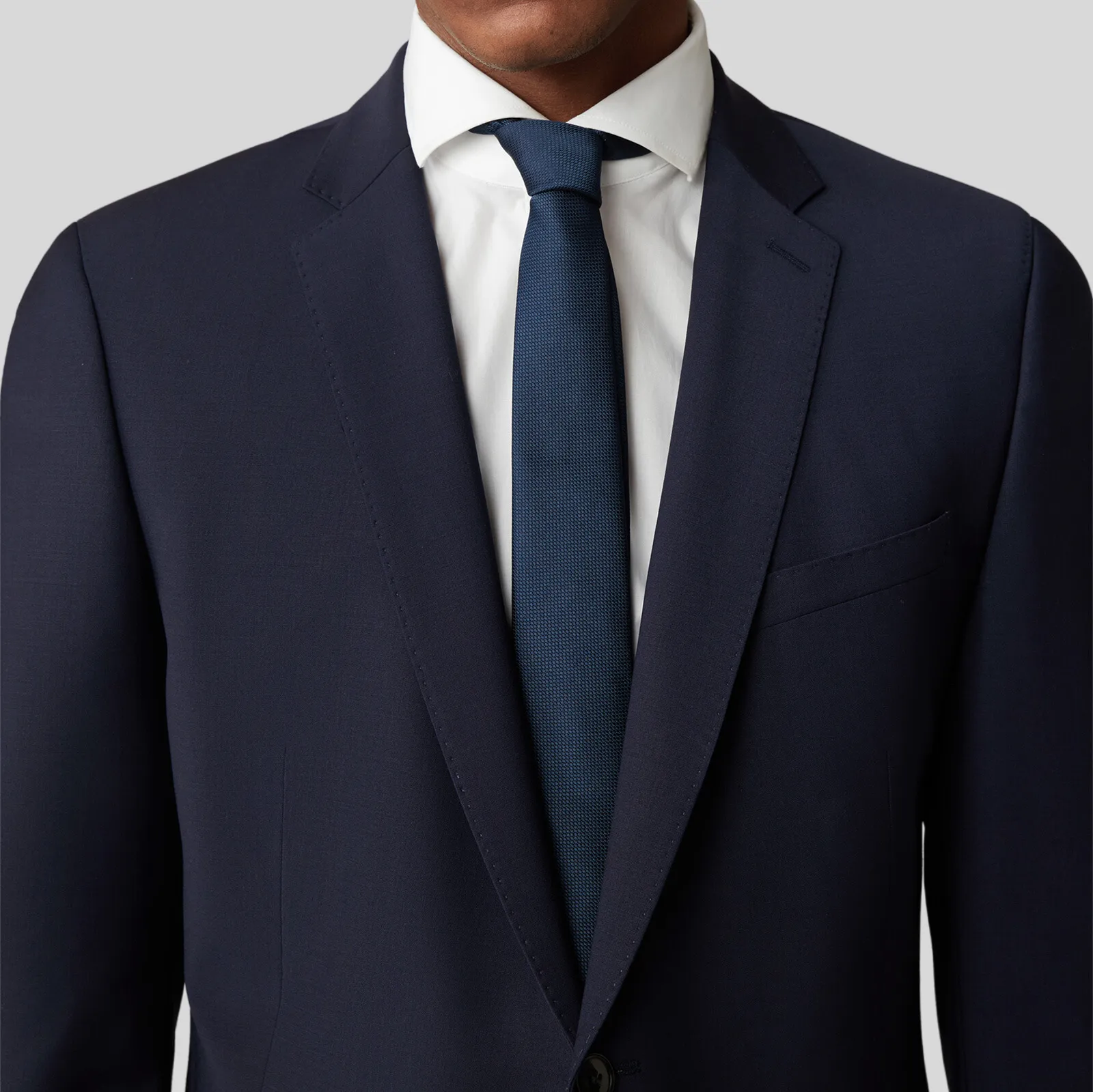Wool Stretch Blend Blazer - Navy