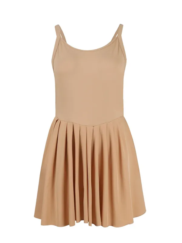 Wrenley Ladies New Fashion Style Pocket Solid Color Halter Neck High Waist Casual Dress