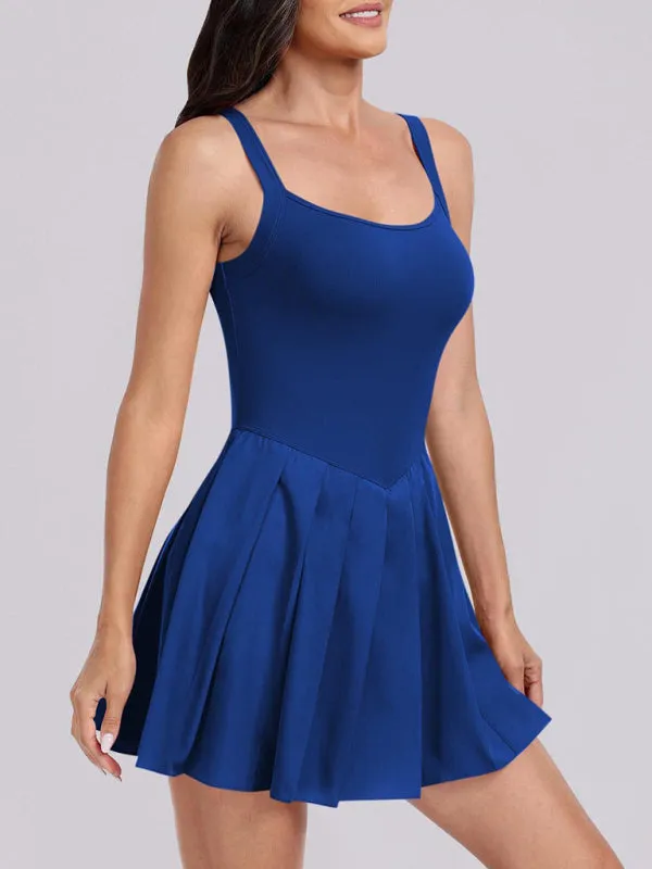 Wrenley Ladies New Fashion Style Pocket Solid Color Halter Neck High Waist Casual Dress