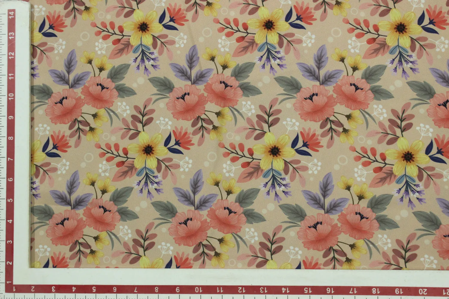 Yellow Printed Crepe Fabric